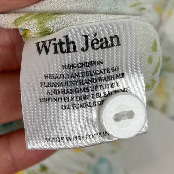 With Jean Floral Ruffle Crop Top Size XS‎ Avena Blue White Yellow Cotton Boho - Picture 12 of 12